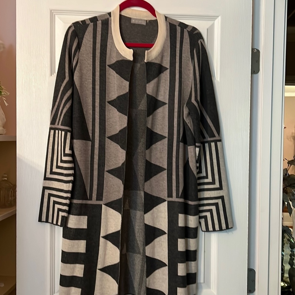 EVOLUTION Geometric Print Sweater Coat- Size M